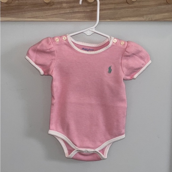 Ralph Lauren One Pieces Ralph Lauren Baby Onesie Pink White Baby